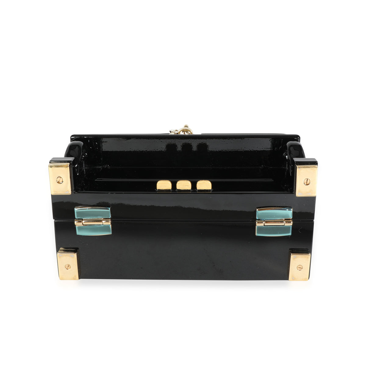 Dolce & Gabbana Hand Painted Wooden Piano Box Bag with Snakeskin Strap