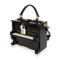 Dolce & Gabbana Hand Painted Wooden Piano Box Bag with Snakeskin Strap