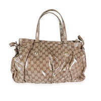 Gucci Brown Coated Canvas Crystal Monogram Web Tote