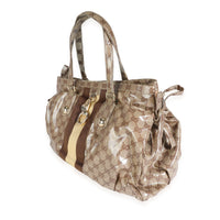 Gucci Brown Coated Canvas Crystal Monogram Web Tote