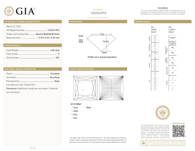 GIA Certified 1.00 Ct Princess cut E VS1 Loose Diamond