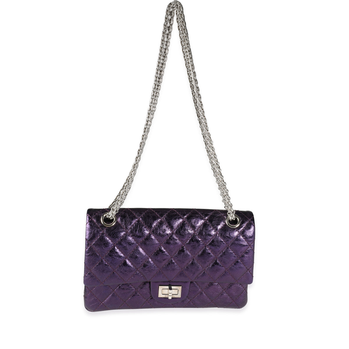 Chanel Metallic Purple Quilted Aged Calfskin Reissue 2.55 225 Double Flap  Bag