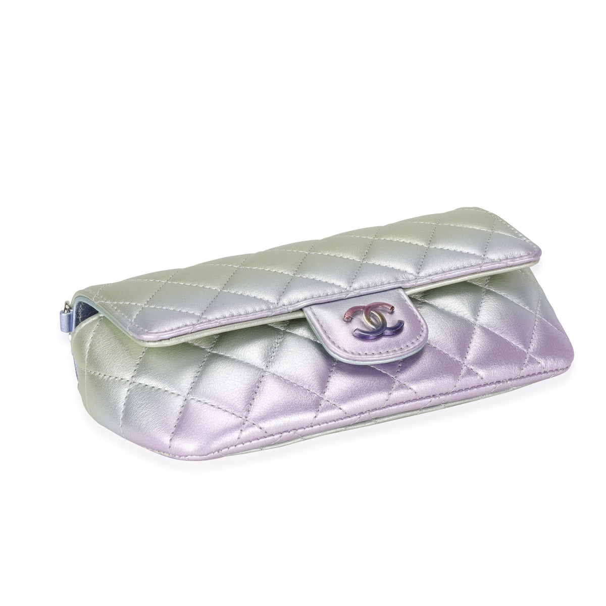 Chanel Multicolor Metallic Gradient Calfskin Glasses Case With Classic Chain