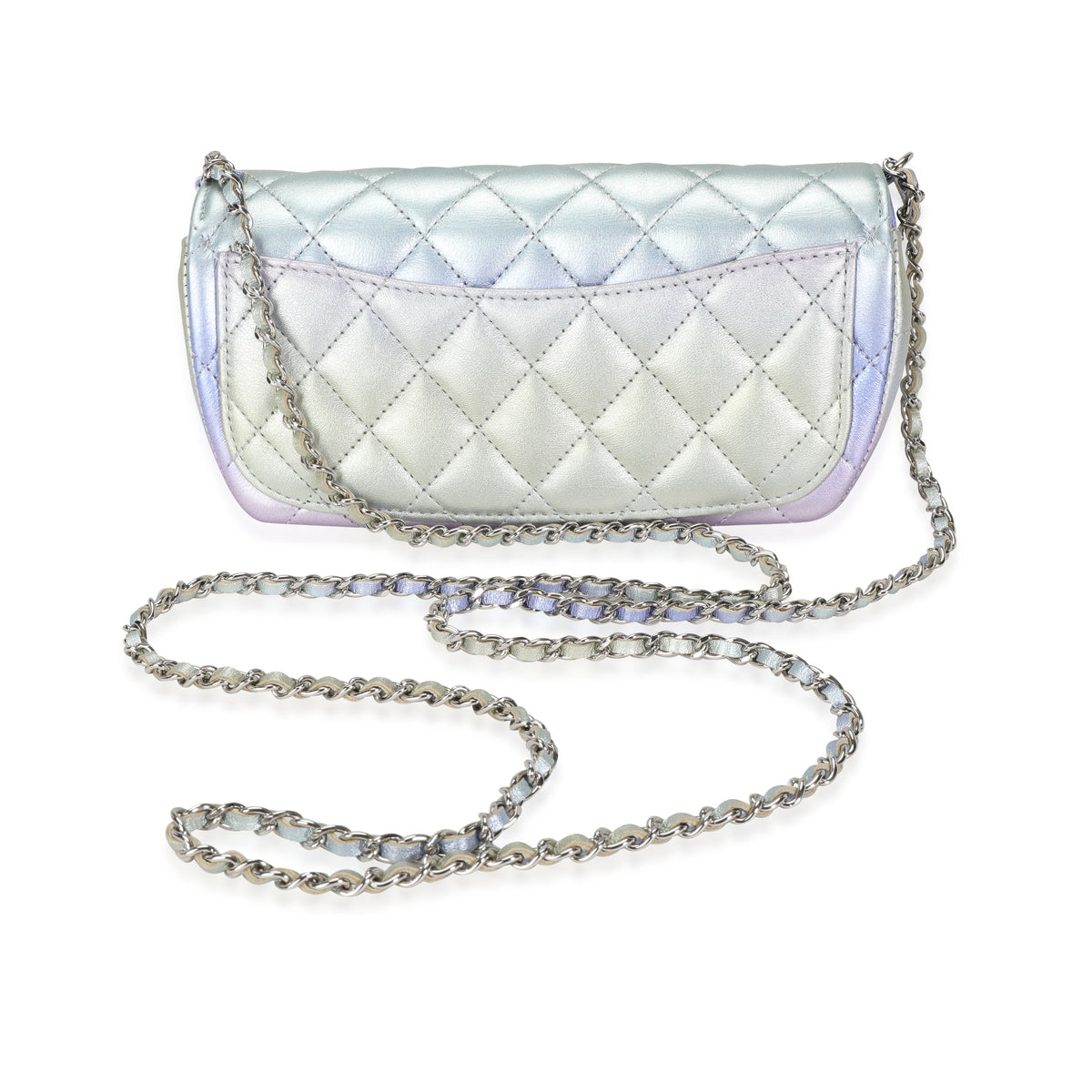 Chanel Glasses Case with Classic Chain Gradient Metallic Silver