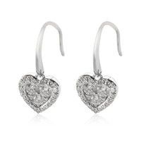 Heart Drop Diamond Earrings in 18k White Gold 1 CTW