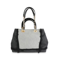 Christian Dior Grey & Black Patchwork Denim Canvas Large D-Light Tote