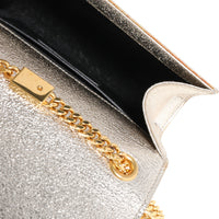 Saint Laurent Pale Gold Metallic Grain De Poudre Leather Monogram Kate Satchel