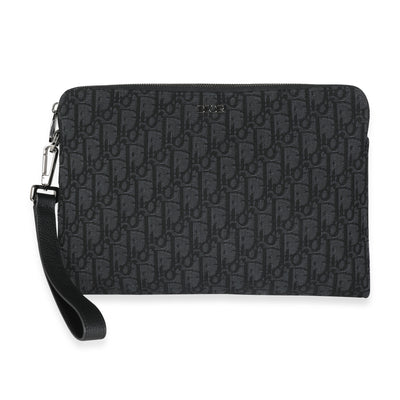 Dior Black & Blue Oblique Jacquard Pouch