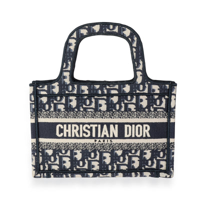 Dior Blue Oblique Embroidered Mini Book Tote