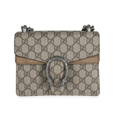 Gucci GG Supreme & Taupe Suede Mini Dionysus Bag