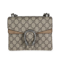 Gucci GG Supreme & Taupe Suede Mini Dionysus Bag