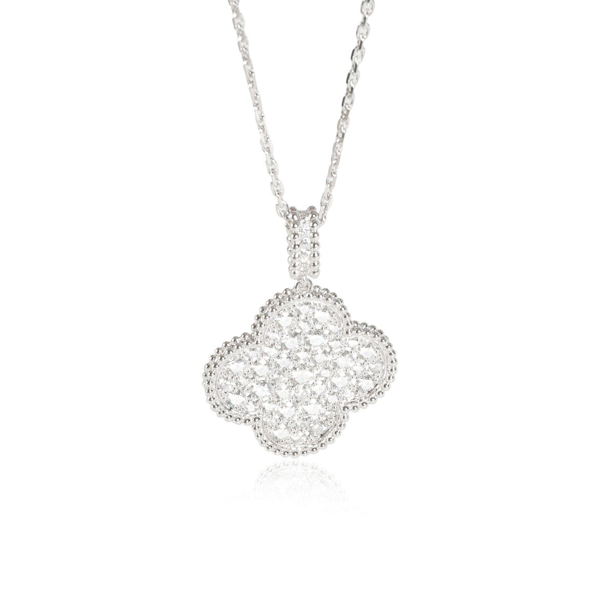 Van Cleef & Arpels Magic Alhambra Diamond Necklace in 18k White Gold 2.55 CTW