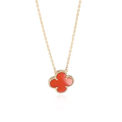 Van Cleef & Arpels Vintage Alhambra Carnelian  Pendant in 18k Yellow Gold