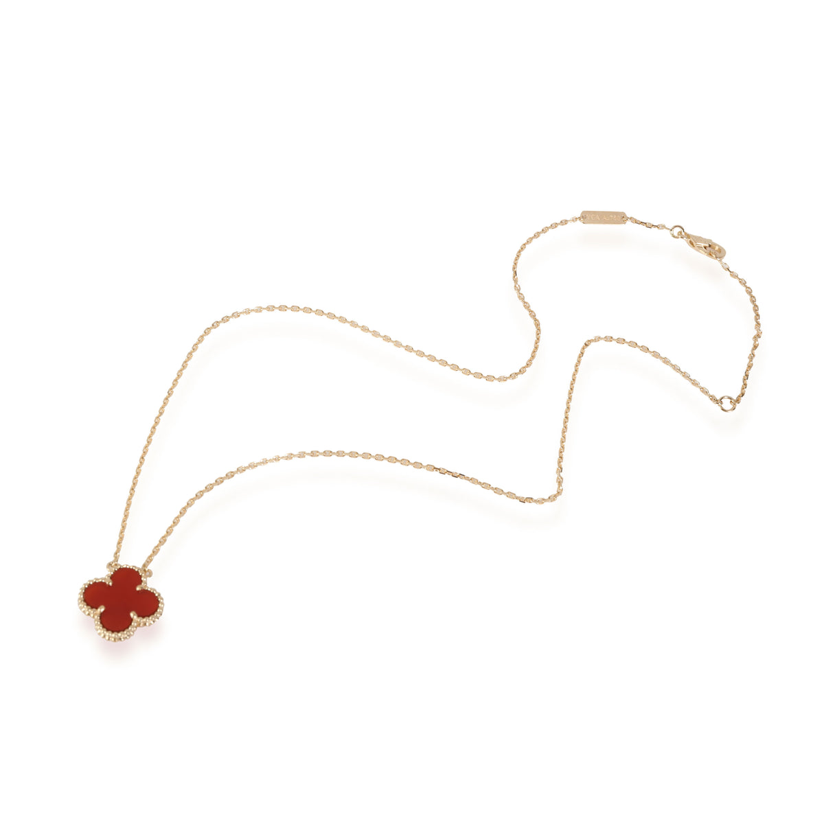 Van Cleef & Arpels Vintage Alhambra Carnelian  Pendant in 18k Yellow Gold