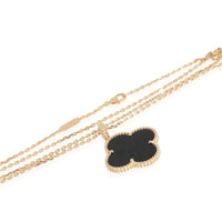 Van Cleef & Arpels Magic Alhambra Onyx Necklace in 18k Yellow Gold Black