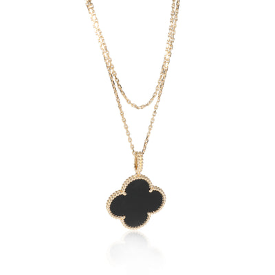 Van Cleef & Arpels Magic Alhambra Onyx Necklace in 18k Yellow Gold Black