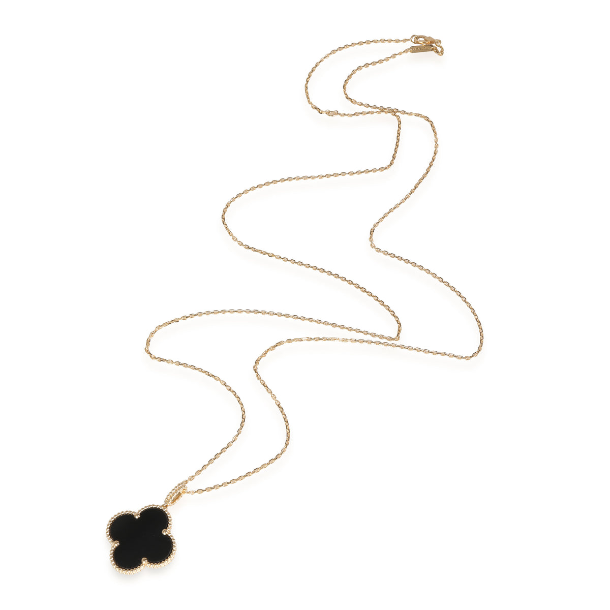 VAN CLEEF & ARPELS 18K Yellow Gold Black Onyx Vintage Alhambra Pendant  Necklace 1345634 | FASHIONPHILE