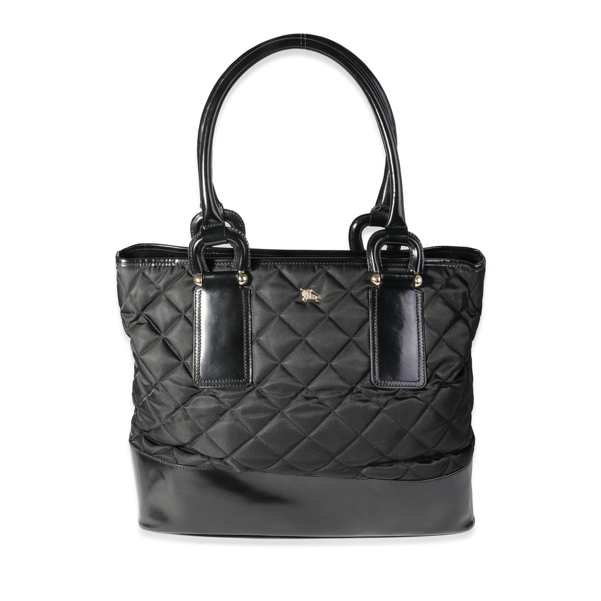 Burberry Black Quilted Nylon & Patent Leather Tote