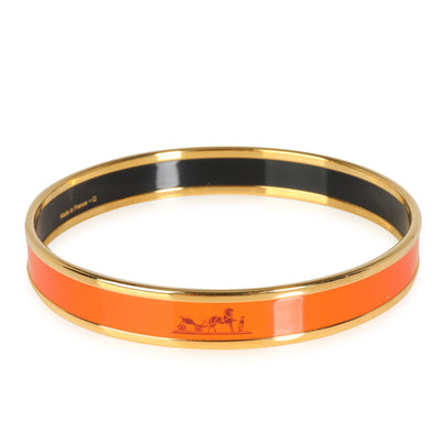 Hermès Orange Calèche Narrow Enamel Bracelet