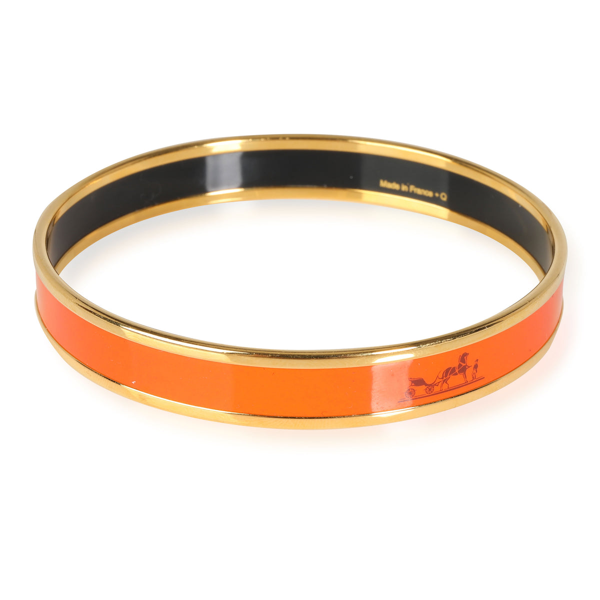 Hermès Orange Calèche Narrow Enamel Bracelet