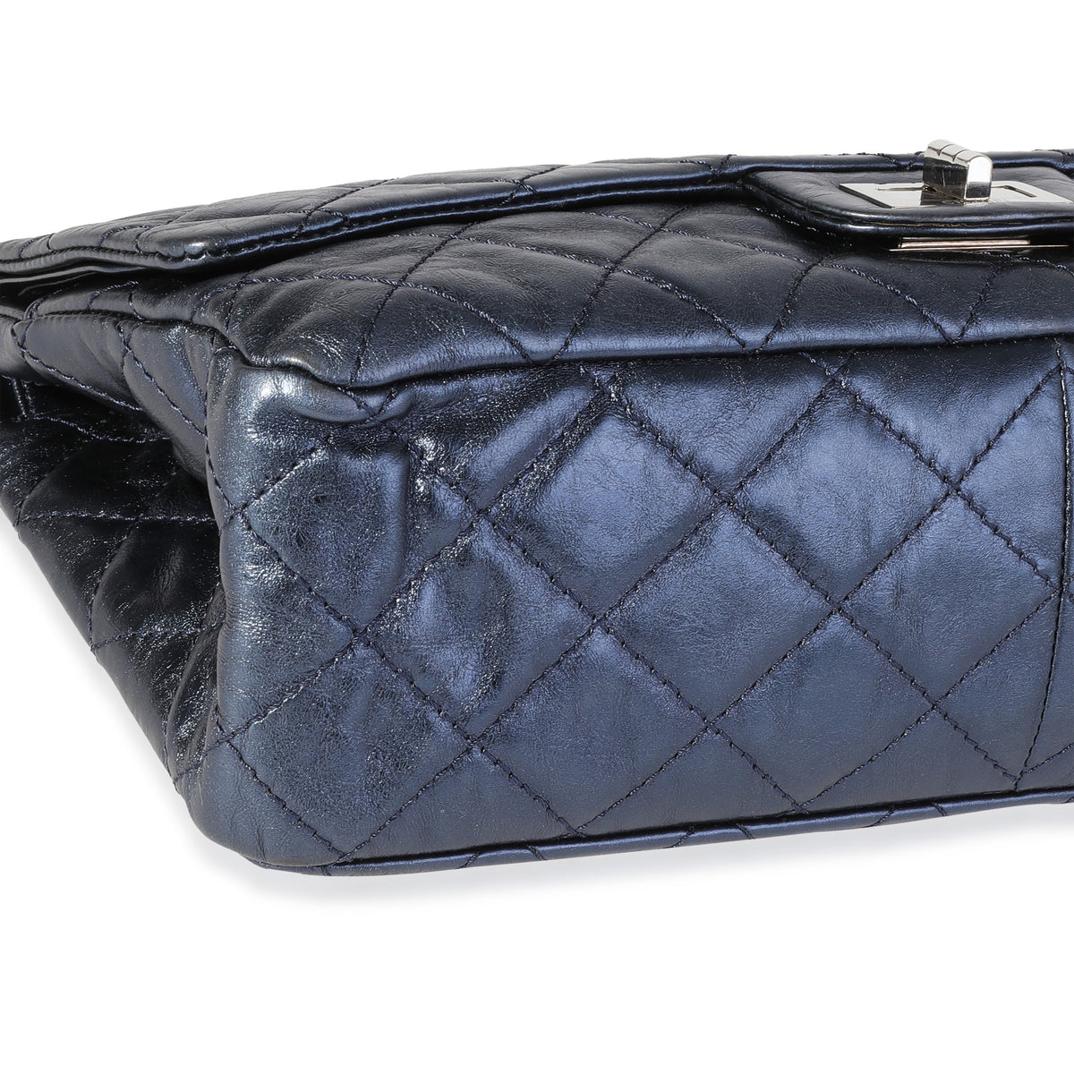 Chanel Metallic Blue Quilted Aged Calfskin Reissue 2.55 227 Double