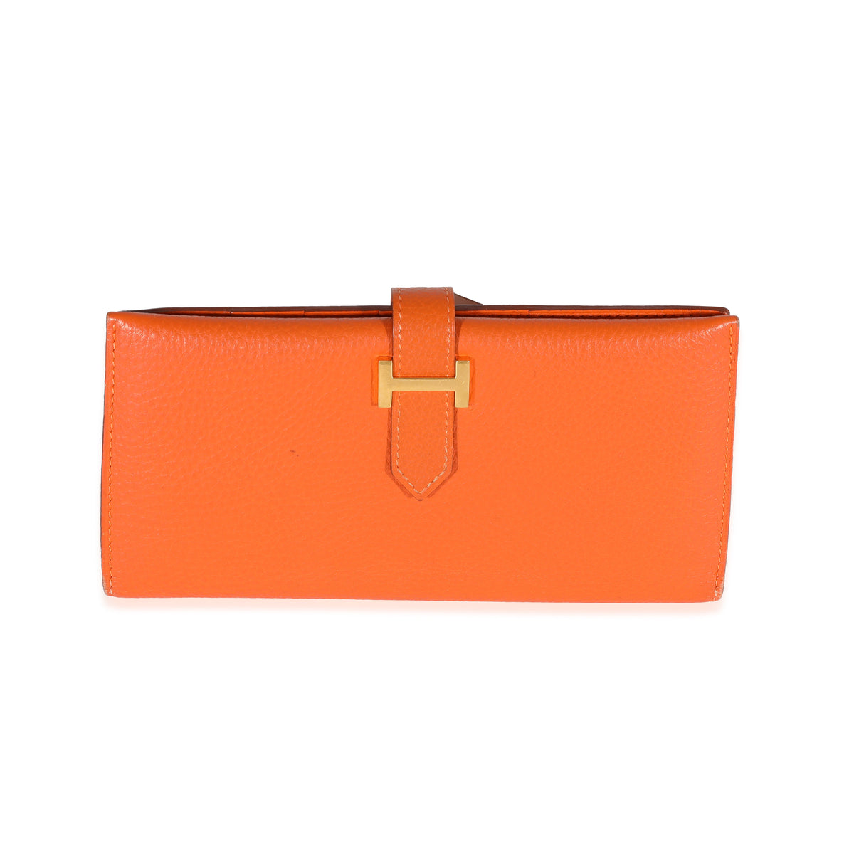 Hermès Orange Togo Bearn Wallet GHW