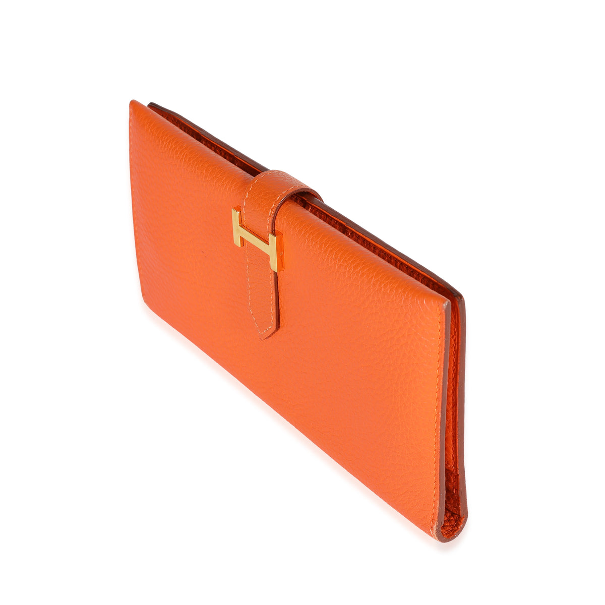 Hermès Orange Togo Bearn Wallet GHW