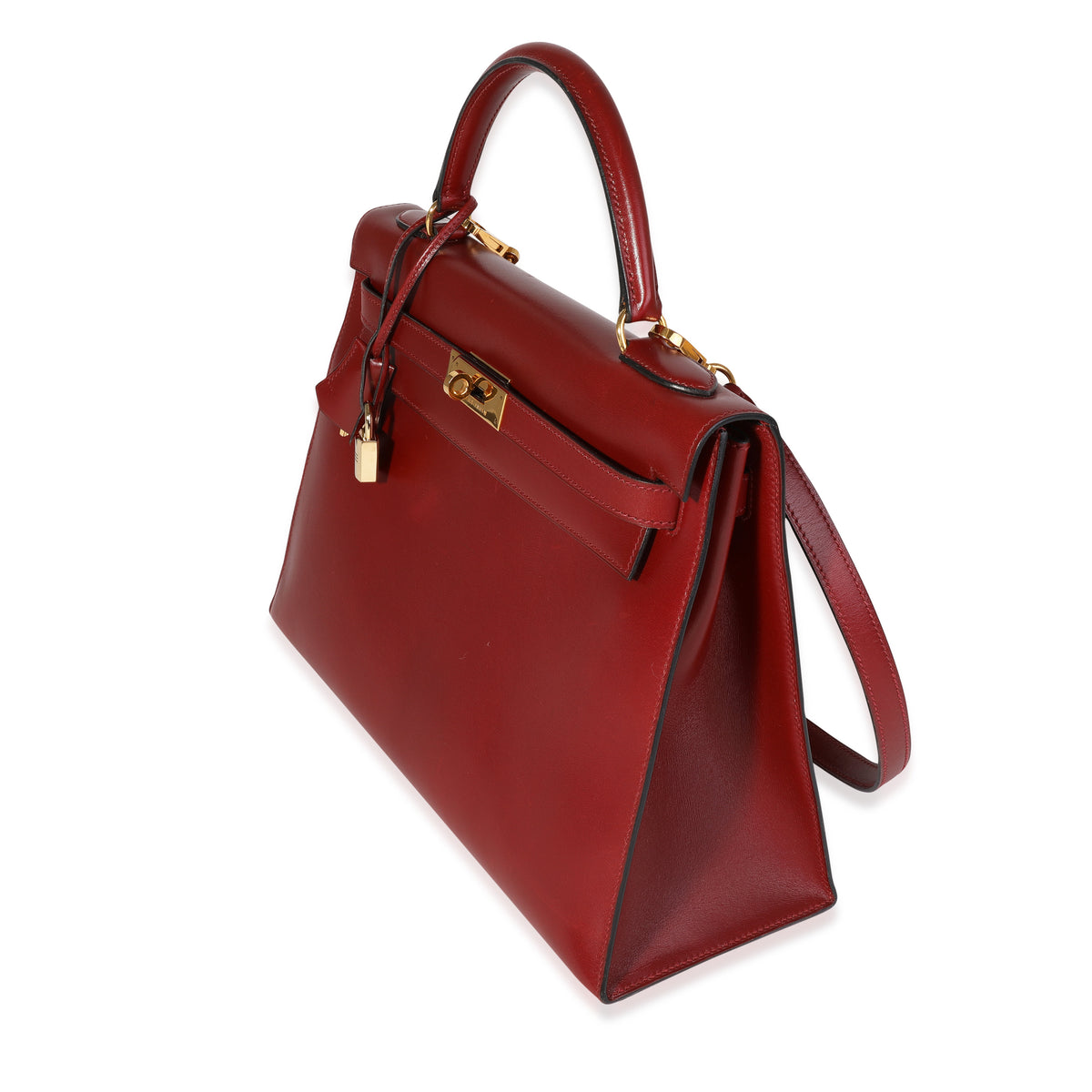 HERMES Vintage Kelly Sellier 32 Box Leather Satchel Bag Red