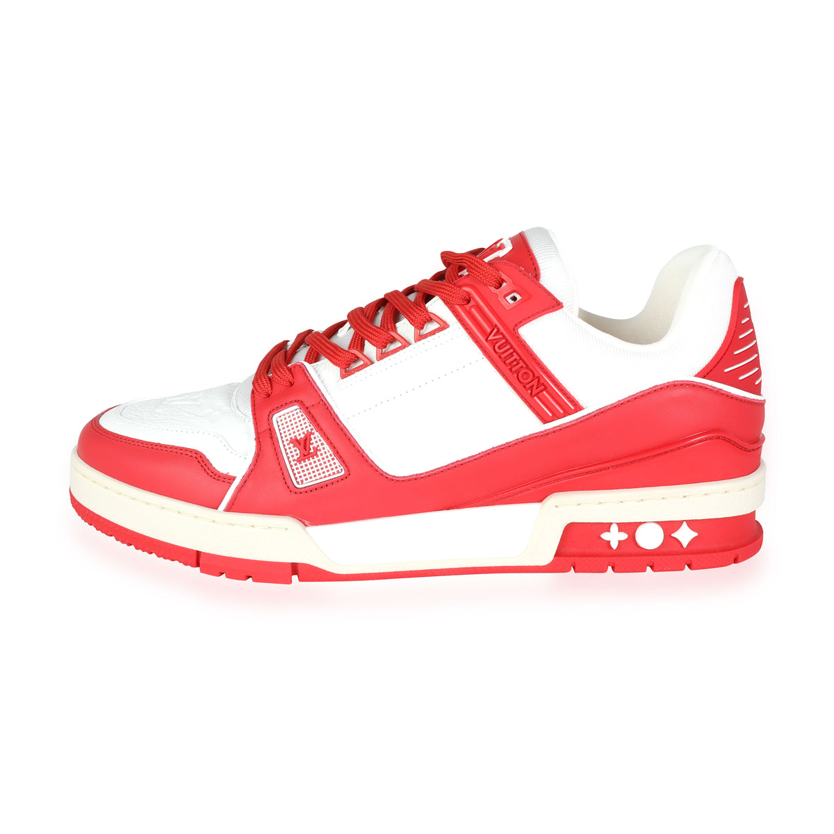 LOUIS VUITTON Calfskin Luxembourg Sneakers 10 White Red Blue
