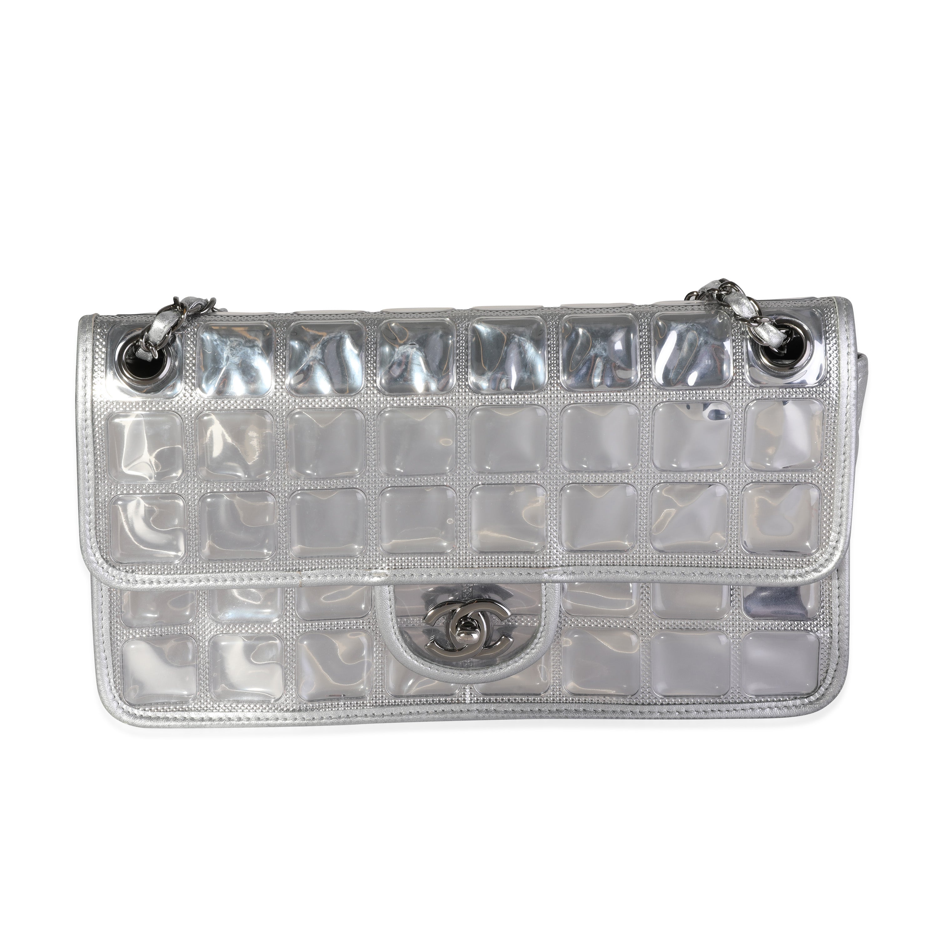 Sold at Auction: CHANEL - Ice Cube Silver PVC Medium CC Quilted
