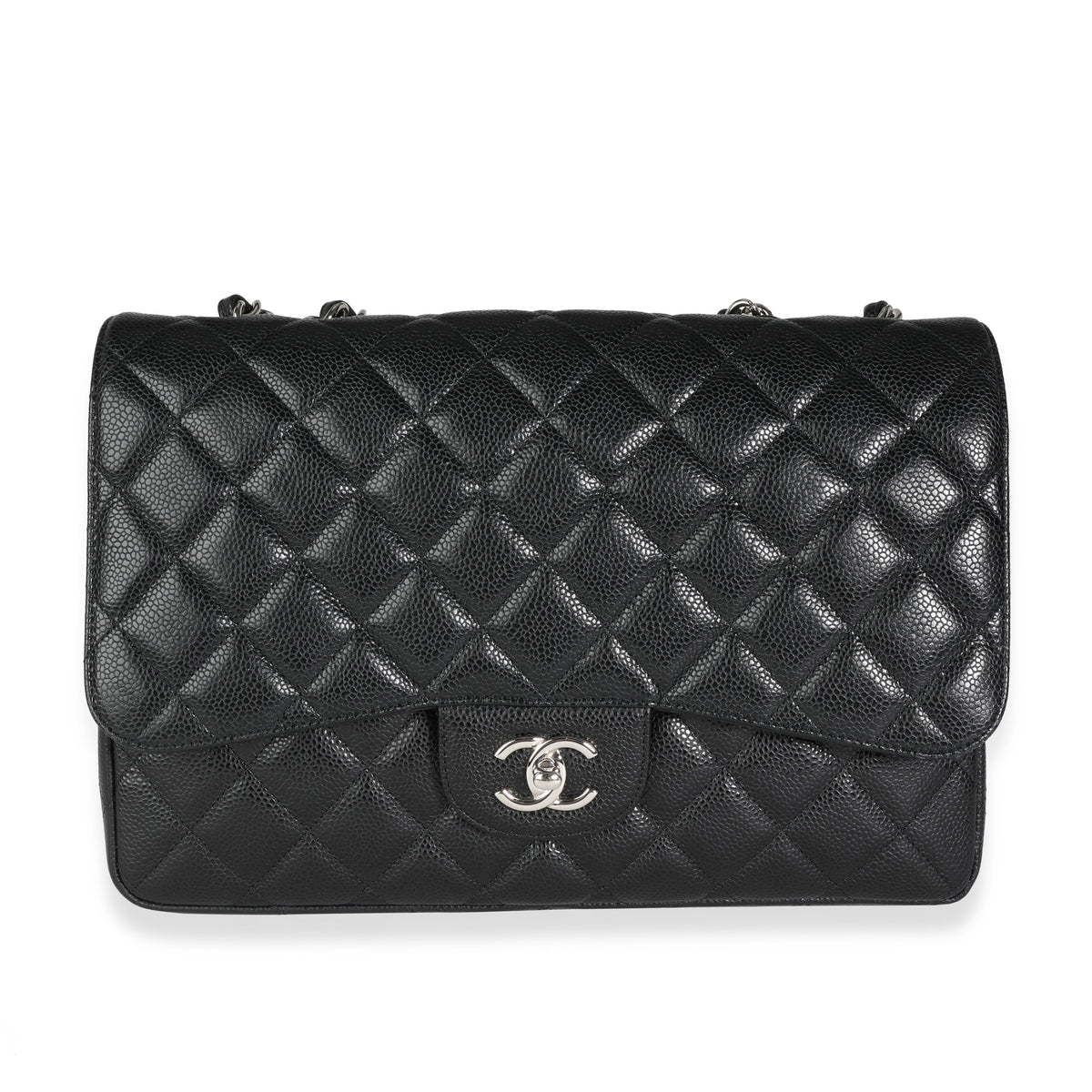 Chanel Black Quilted Caviar Jumbo Classic Single Flap Bag