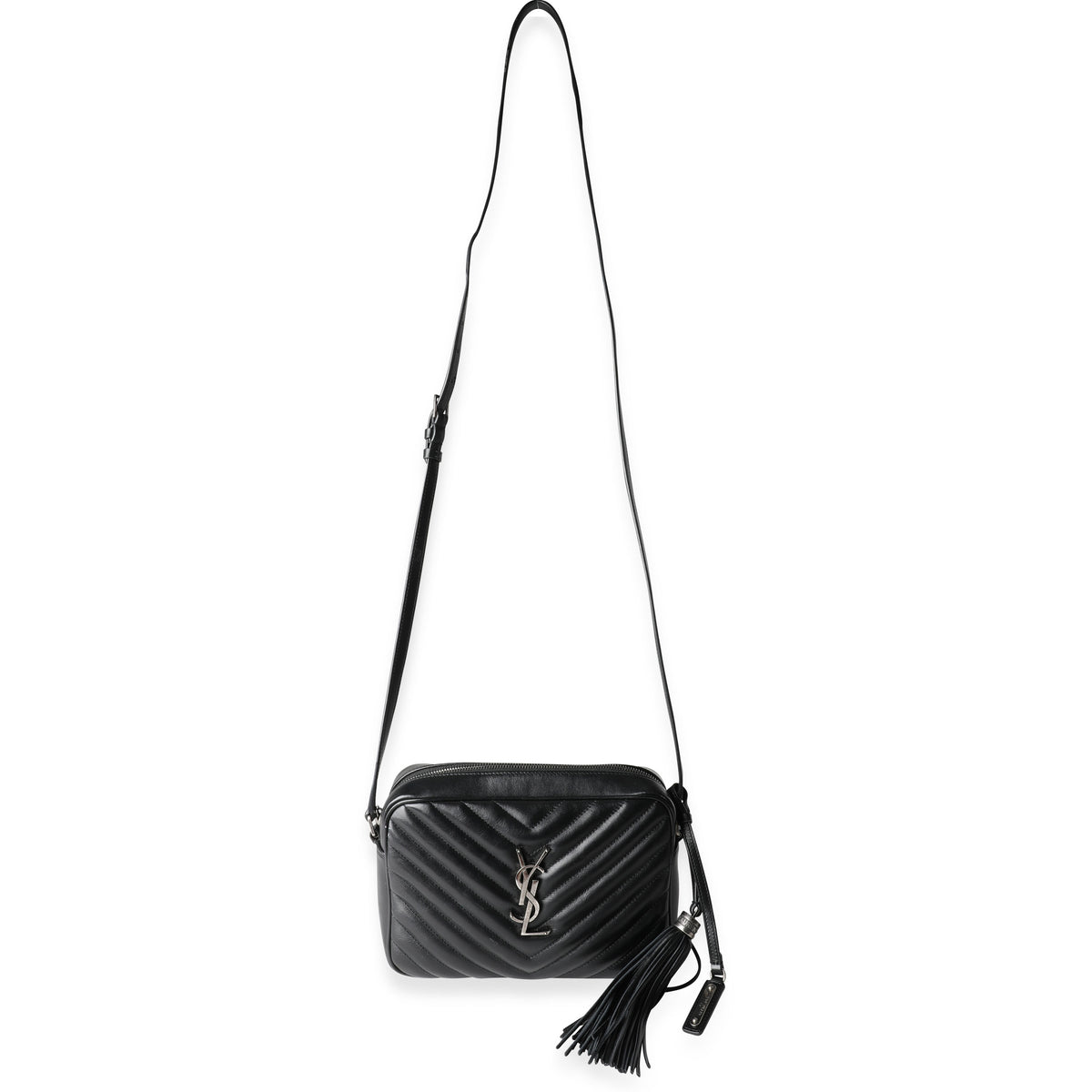 Saint Laurent Black Matelassé Calfskin Monogram Lou Camera Bag