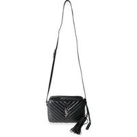 Saint Laurent Black Matelassé Calfskin Monogram Lou Camera Bag