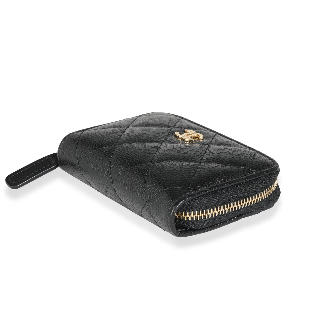 Chanel Classic Black Leather Zipped Coin Purse Wallet 