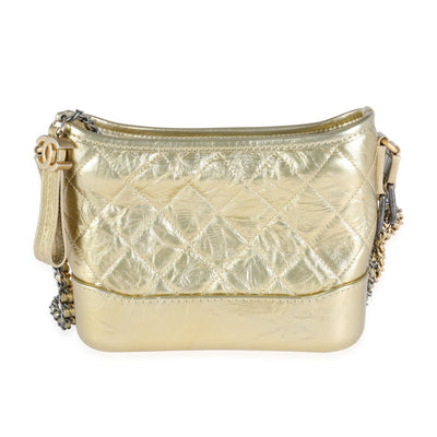 Chanel Gold Quilted Calfskin Small Gabrielle Hobo