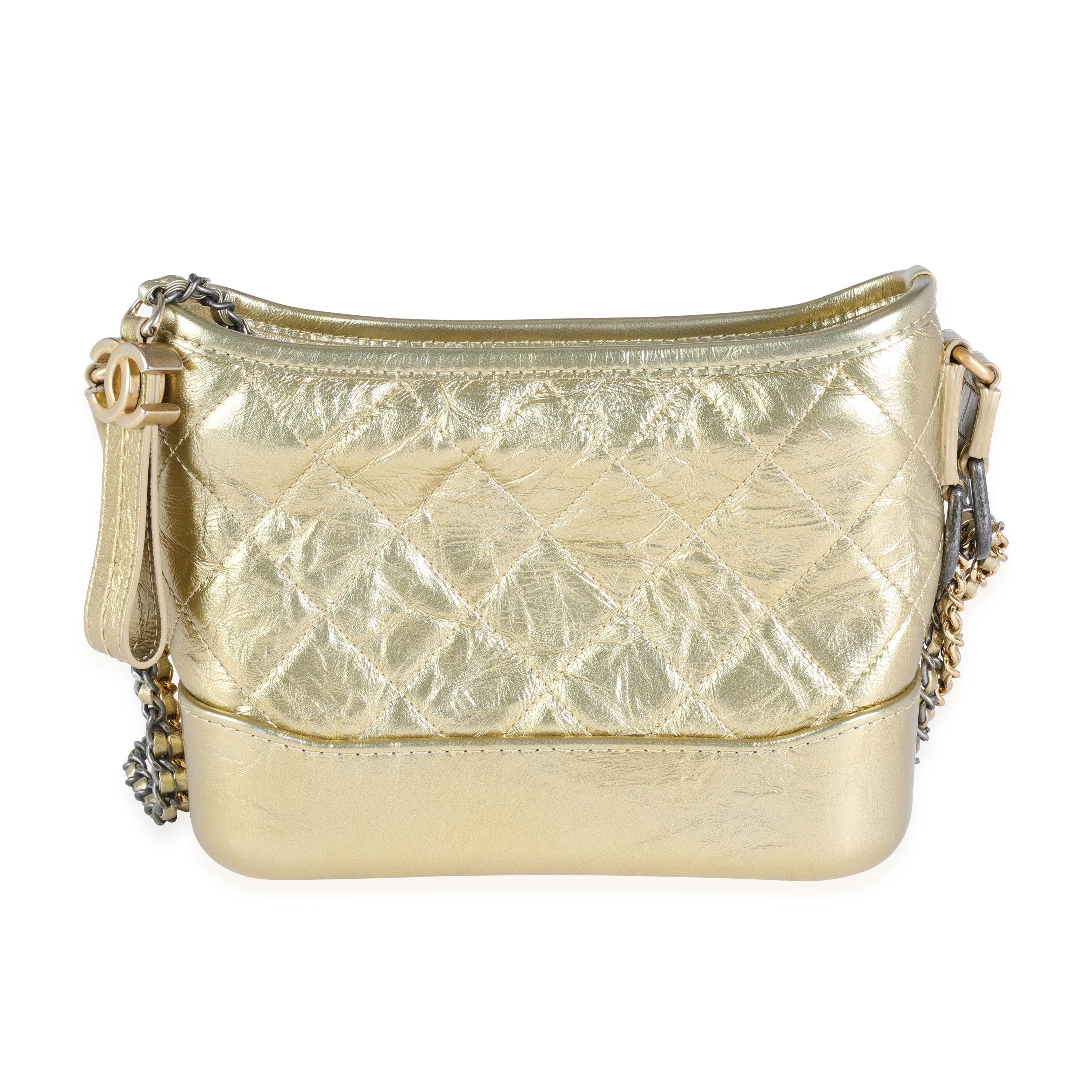 Chanel Gold Quilted Calfskin Small Gabrielle Hobo - Handbag | Pre-owned & Certified | used Second Hand | Unisex