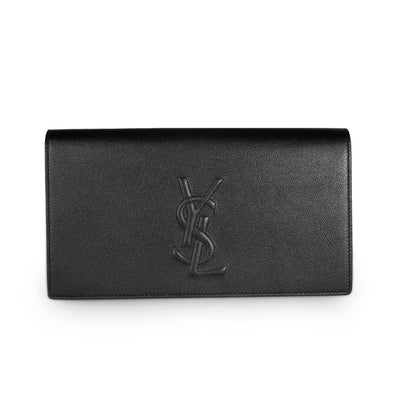 Yves Saint Laurent Black Grained Leather Large Belle De Jour Clutch