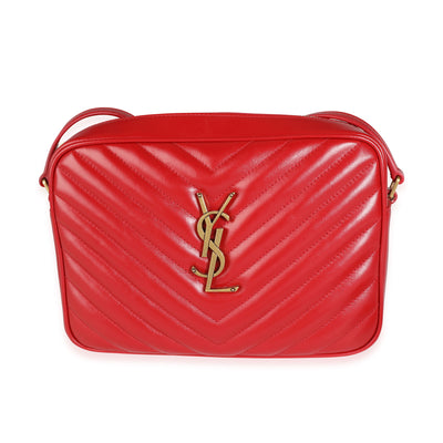 Saint Laurent Red Chevron Calfskin Lou Camera Bag