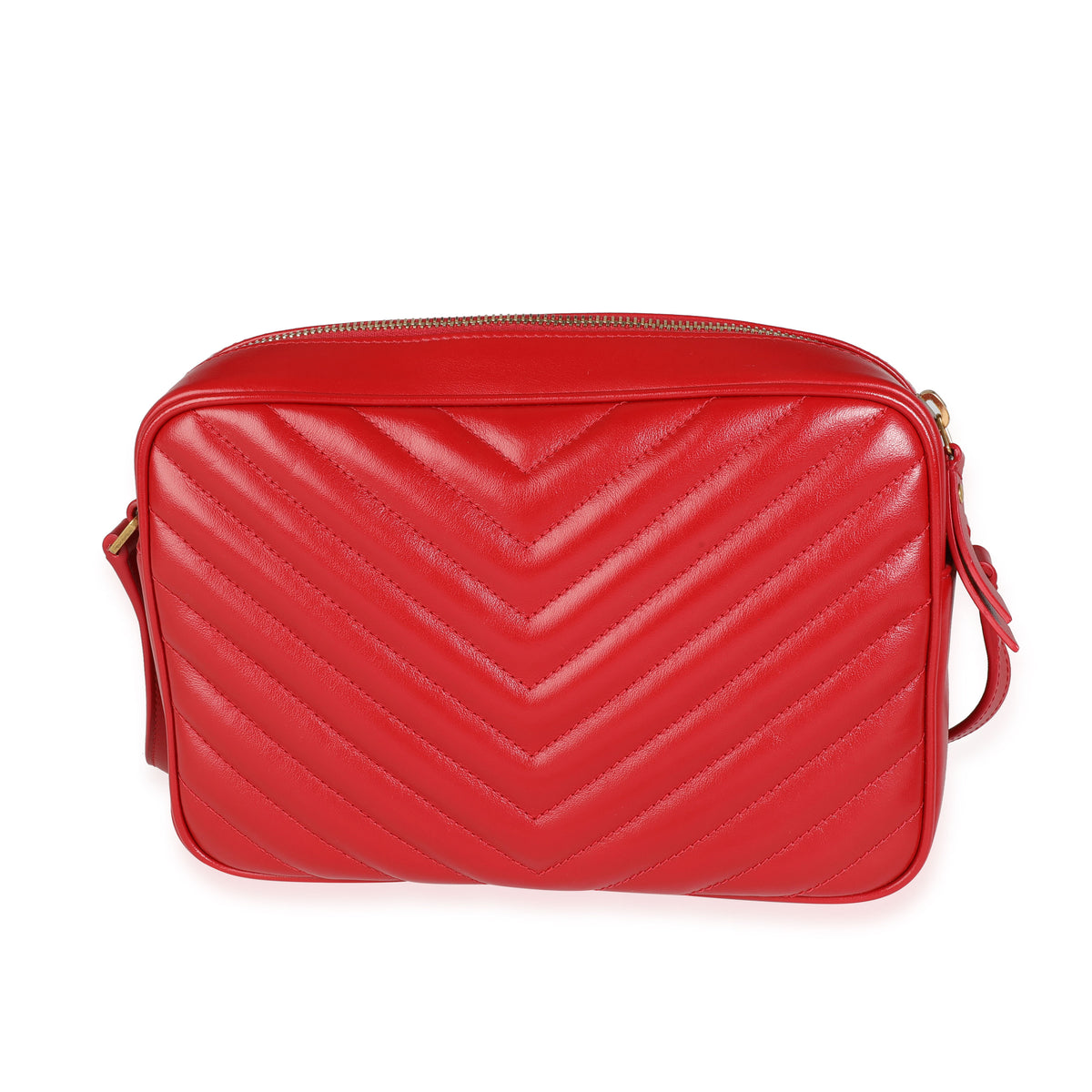 Saint Laurent Red Chevron Calfskin Lou Camera Bag