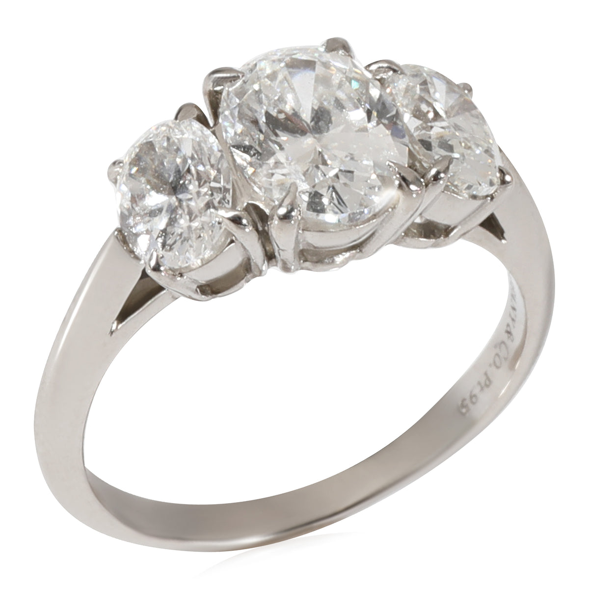 Tiffany & Co. Three Stone Diamond Engagement Ring in Platinum E VS1 1.70 CTW