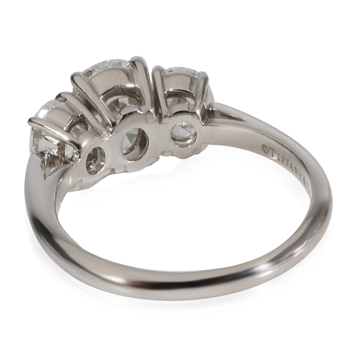 Tiffany & Co. Three Stone Diamond Engagement Ring in Platinum E VS1 1.70 CTW