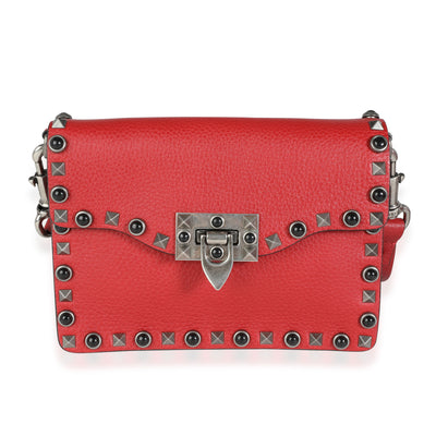 Valentino Red Calfskin Small Guitar Strap Rockstud Crossbody Bag