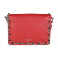 Valentino Red Calfskin Small Guitar Strap Rockstud Crossbody Bag