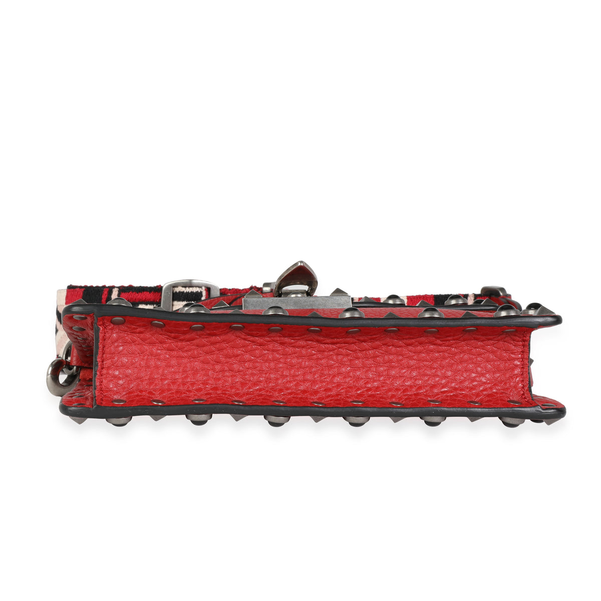 Valentino Red Calfskin Small Guitar Strap Rockstud Crossbody Bag