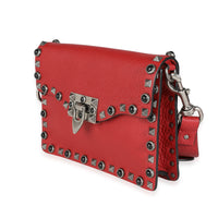 Valentino Red Calfskin Small Guitar Strap Rockstud Crossbody Bag