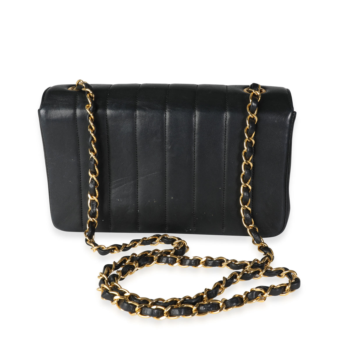 Chanel Vintage Black Chevron Quilted Leather Crossbody Bag