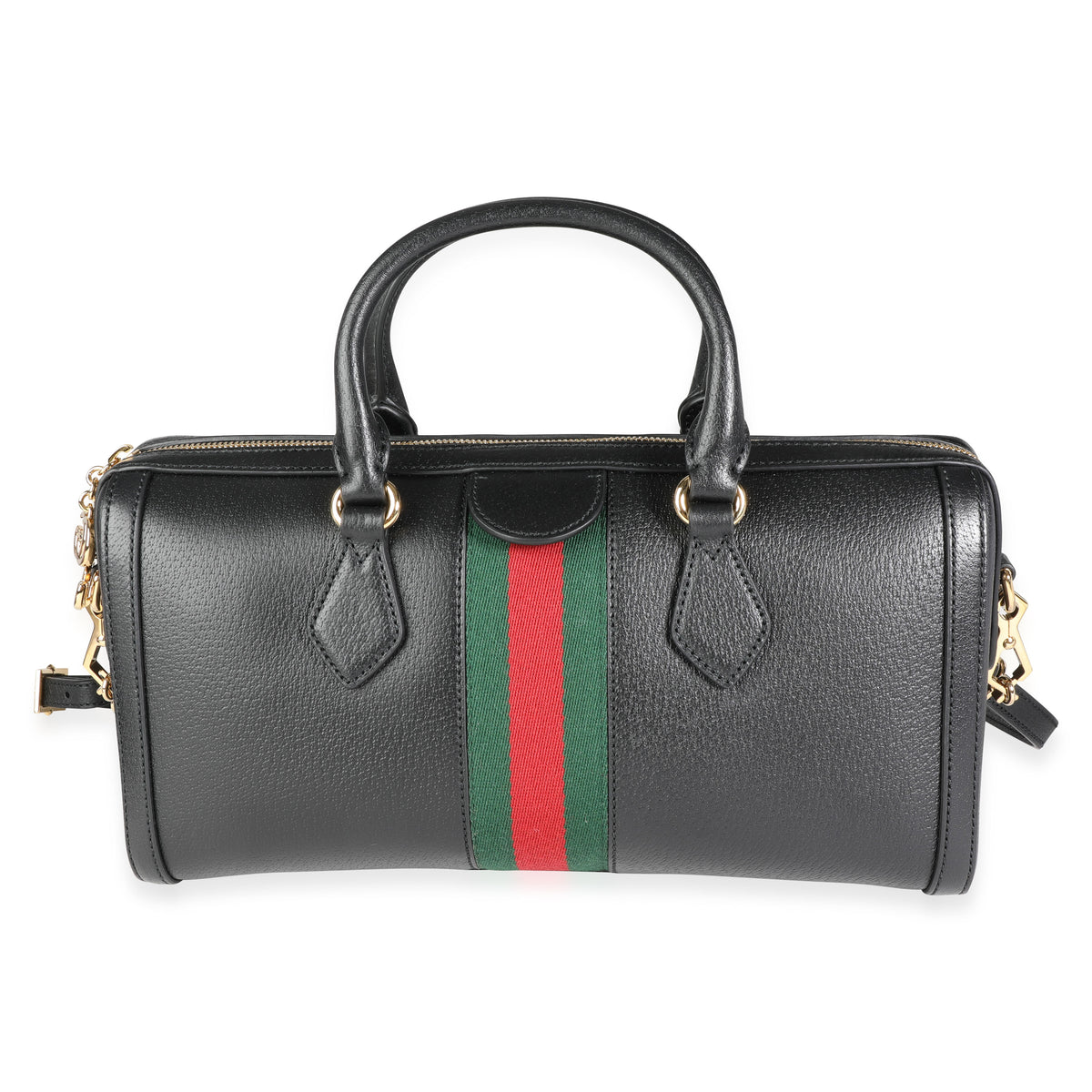 Gucci vintage web Boston bag (small) in black leather, Luxury
