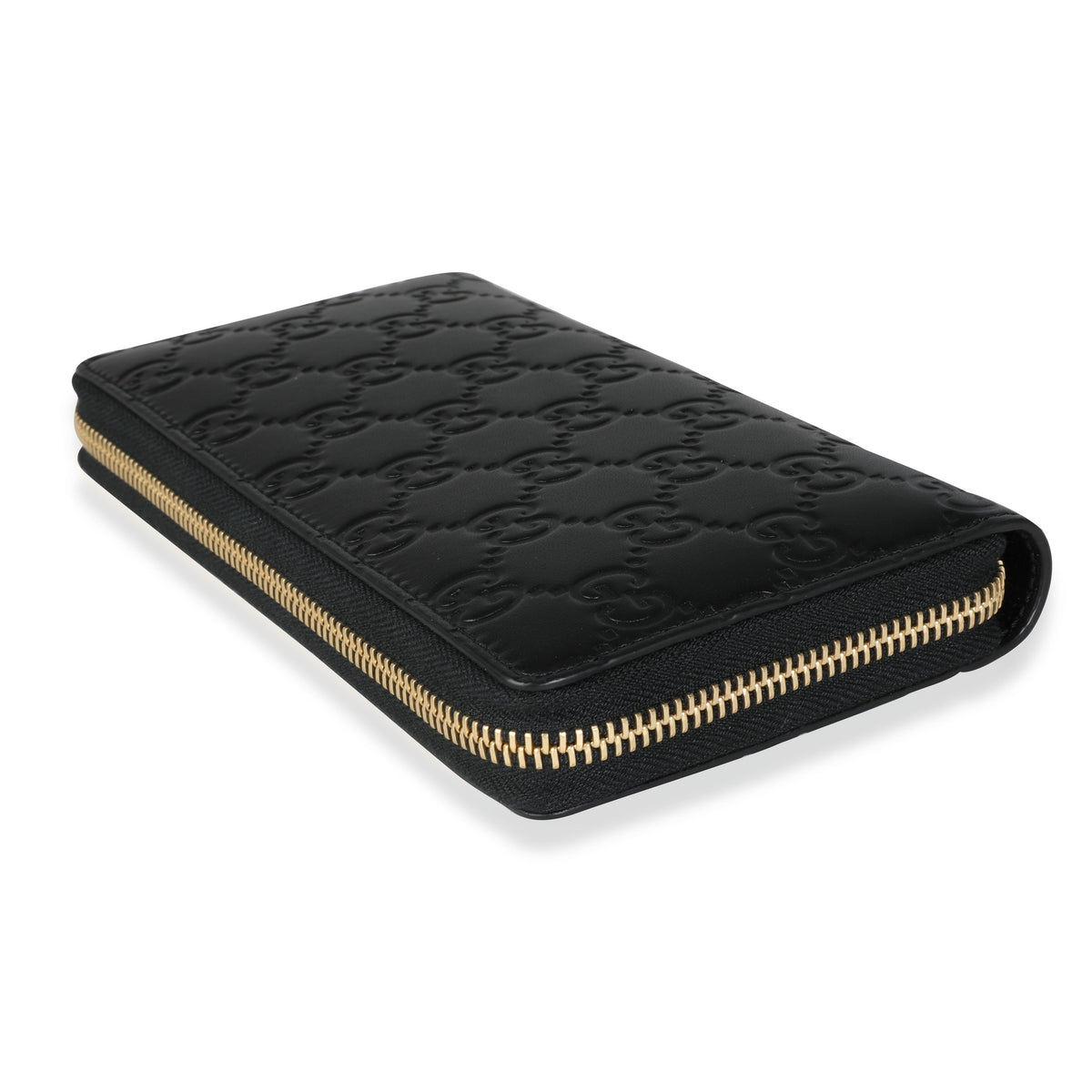 Gucci Black Guccissima Zip-Around Wallet