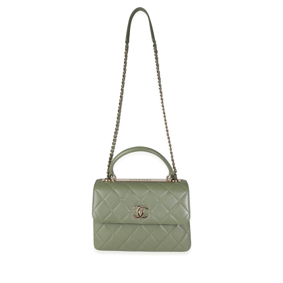 Chanel Sage Quilted Lambskin Trendy Top Handle Bag