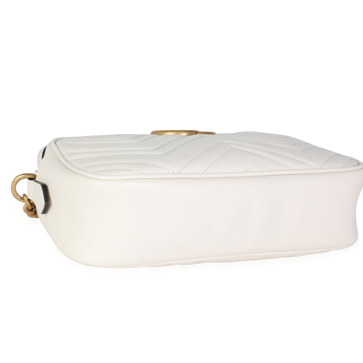 Gucci White Matelassé Leather Small GG Marmont Shoulder Bag